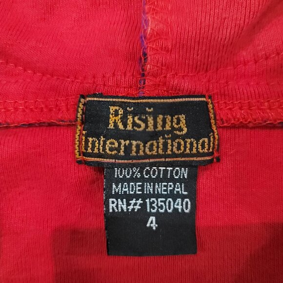 Rising International Kid Rainbow Patchwork Hoodie Jacket Peace Signs Butterflies - Picture 4 of 6